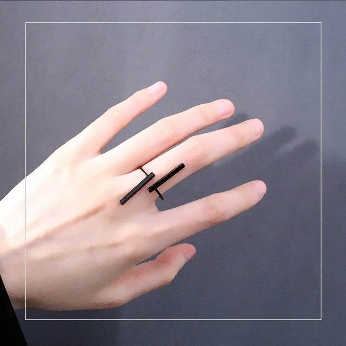 Creative Simple Opening Double Word Geometric Ring Nhdp150085