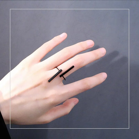 Creative Simple Opening Double Word Geometric Ring Nhdp150085