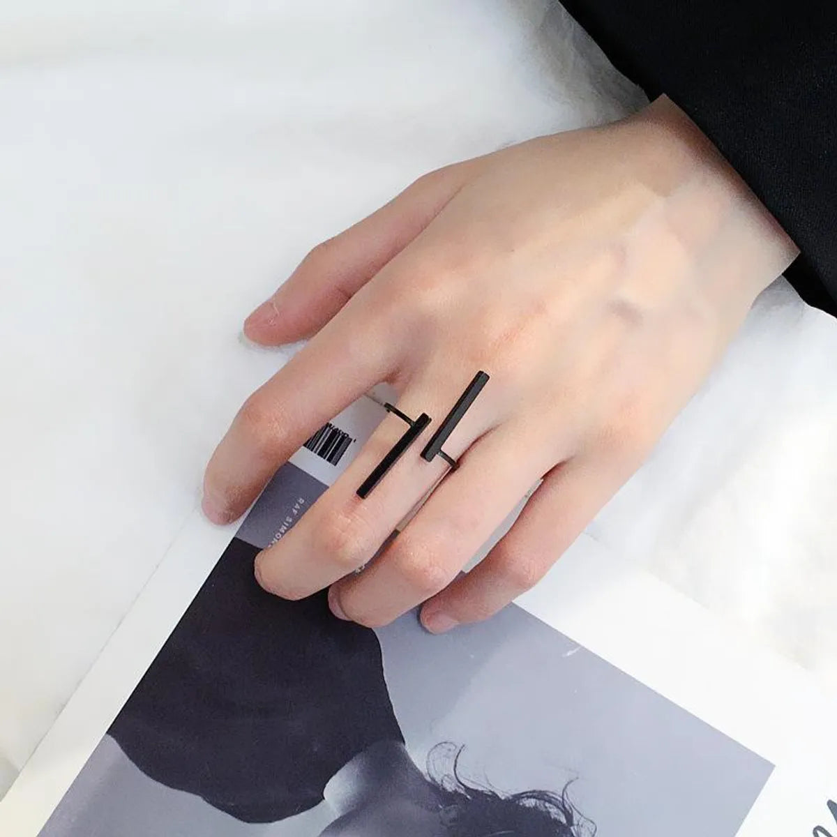 Creative Simple Opening Double Word Geometric Ring Nhdp150085