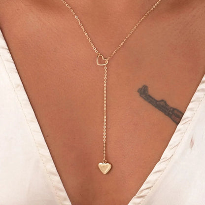 Creative Simple Peach Heart Love Pendant Women's Y-shaped Necklace