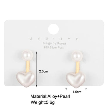 Creative Simple Retro Heart Shaped Pearl Alloy Earrings