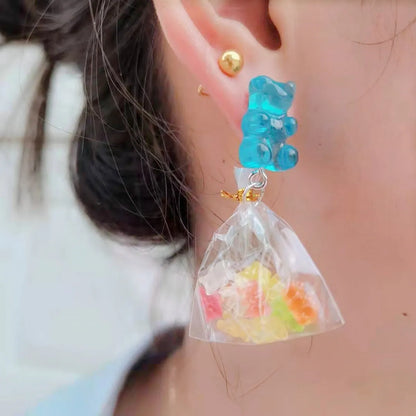 Creative Simulation Food Mini Jelly Bear Candy Drop Earrings