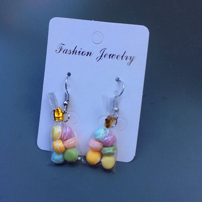 Creative Simulation Food Play Series Funny Mini Macaron Bag Earrings