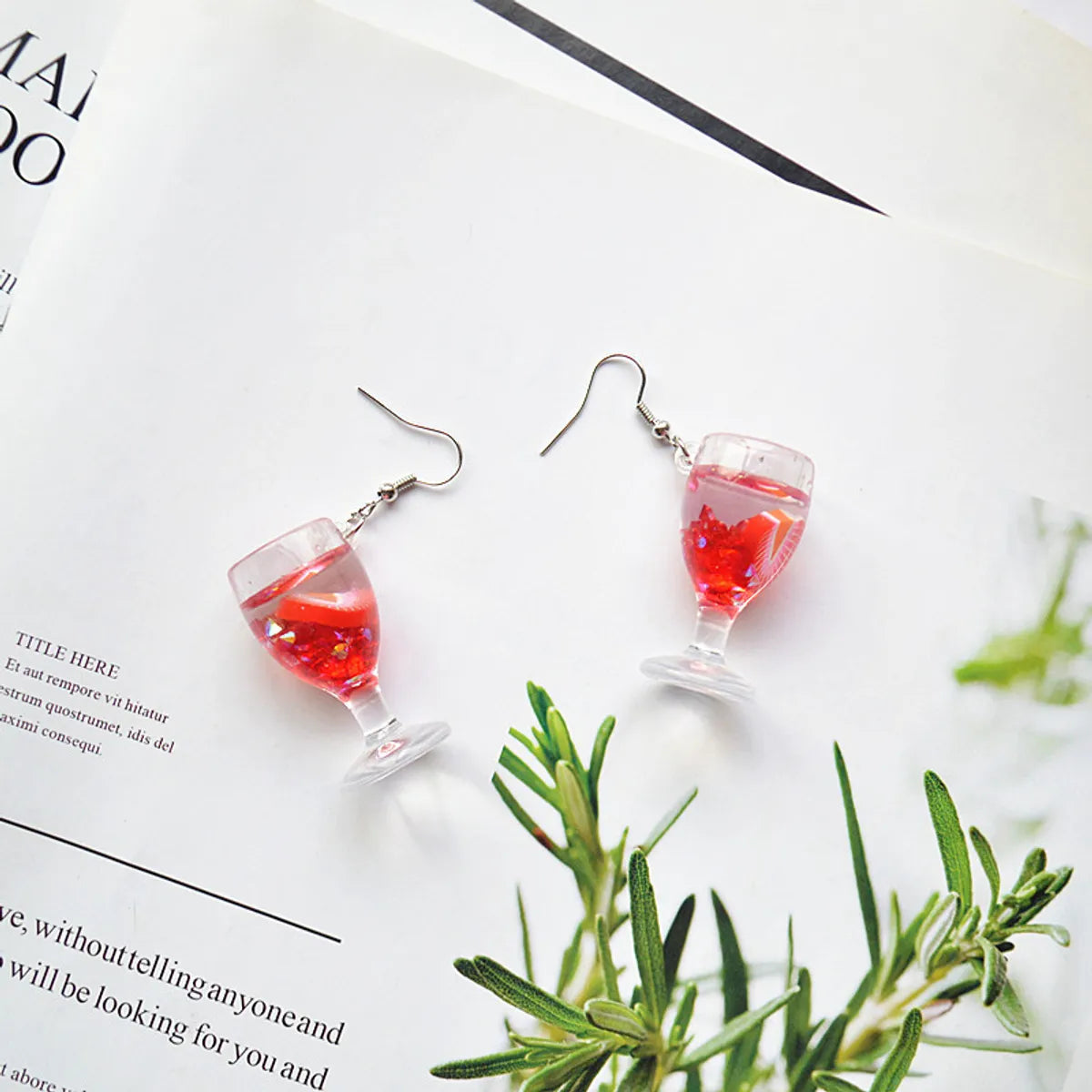 Creative Simulation Goblet Fruit Juice Milk Tea Earrings