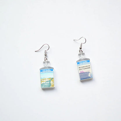 Creative Simulation Goblet Fruit Juice Milk Tea Earrings