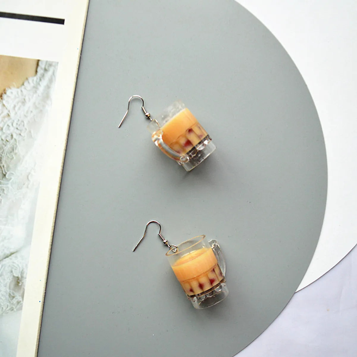 Creative Simulation Goblet Fruit Juice Milk Tea Earrings