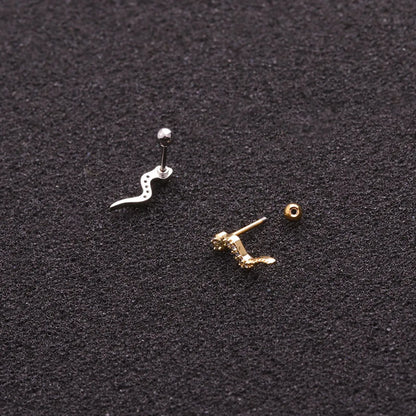 Creative Snake Shape Stainless Steel Thin Rod Copper Ear Bone Nail