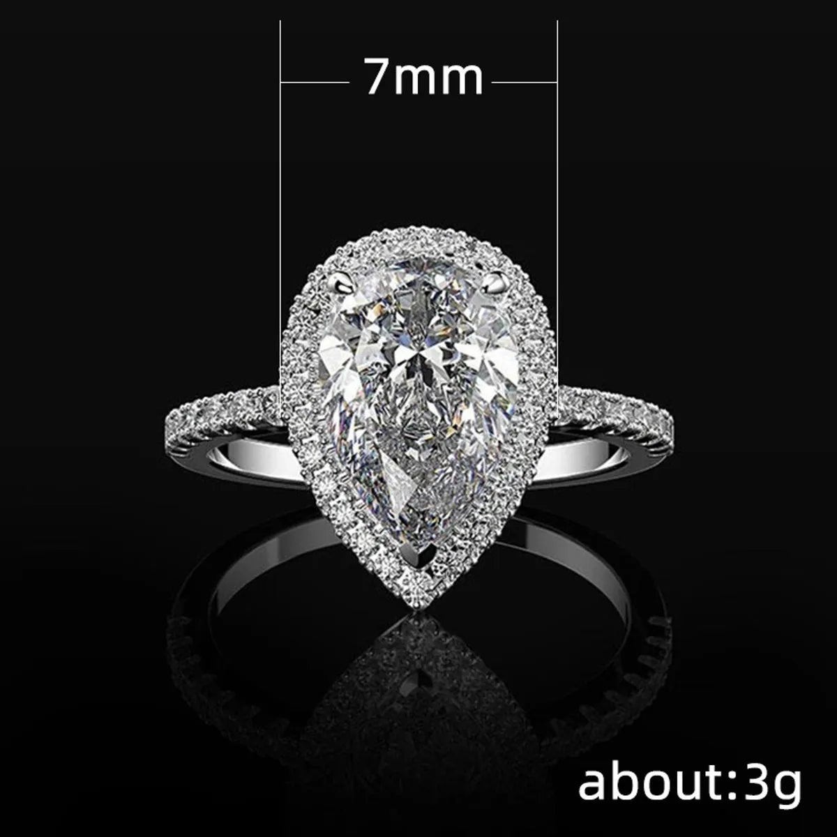 Creative Sparkling Drop-Shaped Copper Zircon Wedding Ring Ladies Wedding Jewelry Wholesale