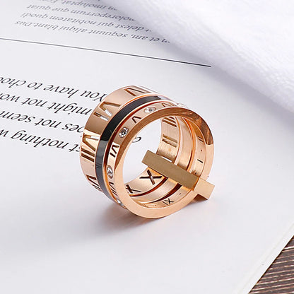 Creative Stainless Steel Resin Rhinestone Roman Numeral Ring Wholesale Hello Jewelry