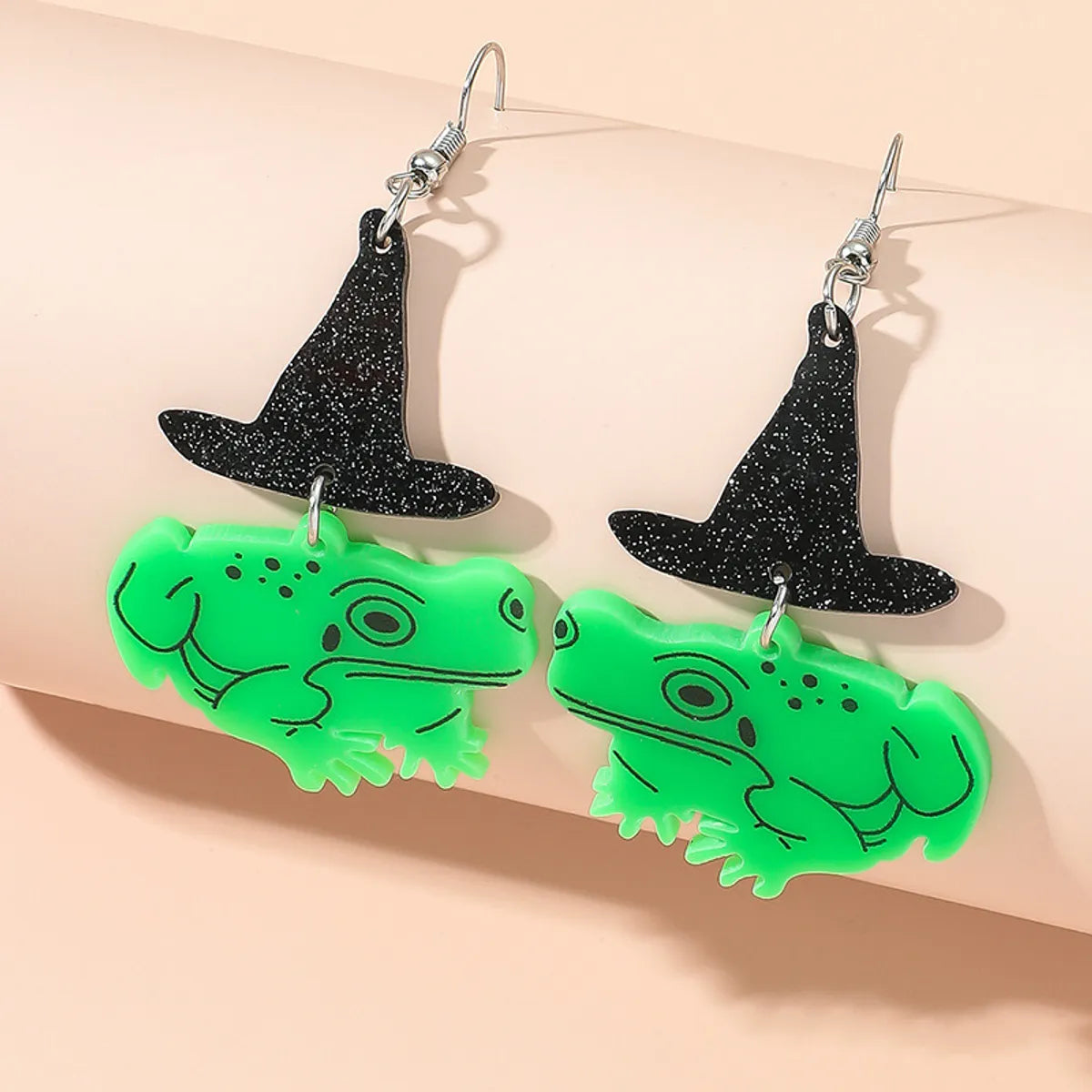 Creative Witch Hat Frog Pendant Acrylic Earrings