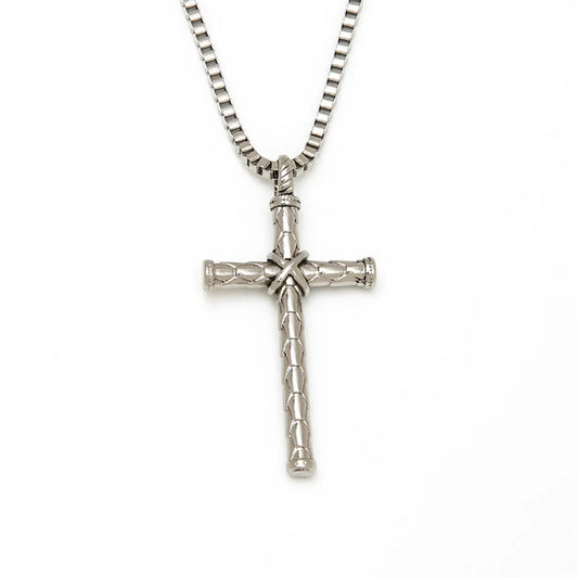 Cross-border  Retro Retro Titanium Steel Knotted Cross Necklace Hiphop Personality Cross Pendant