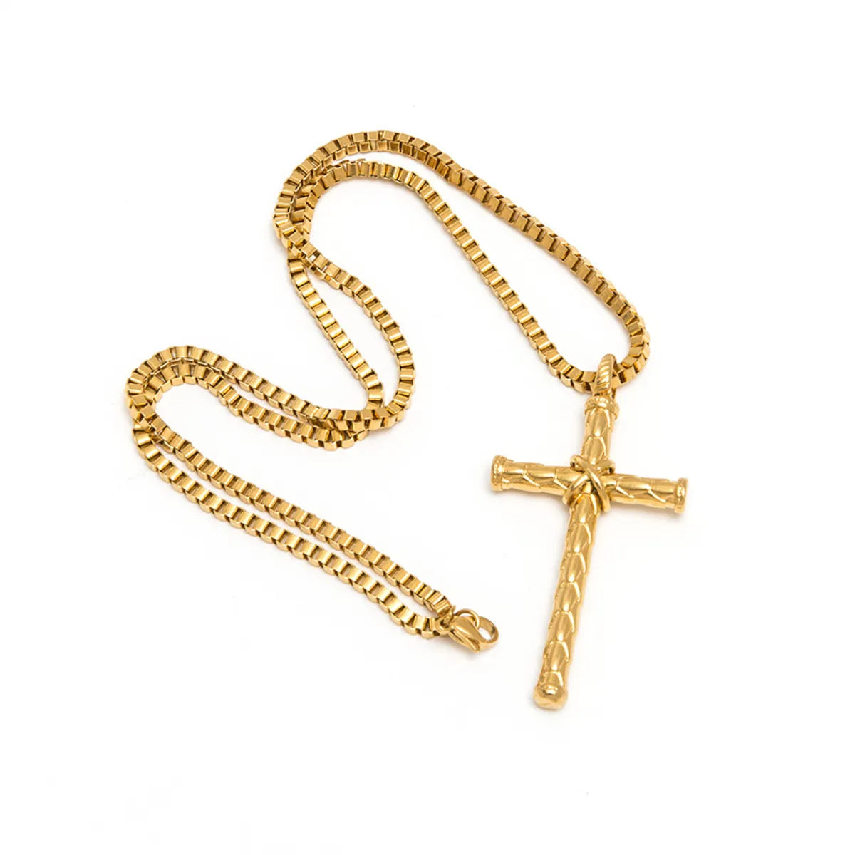 Cross-border  Retro Retro Titanium Steel Knotted Cross Necklace Hiphop Personality Cross Pendant