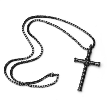 Cross-border  Retro Retro Titanium Steel Knotted Cross Necklace Hiphop Personality Cross Pendant