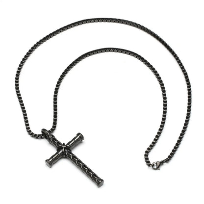 Cross-border  Retro Retro Titanium Steel Knotted Cross Necklace Hiphop Personality Cross Pendant