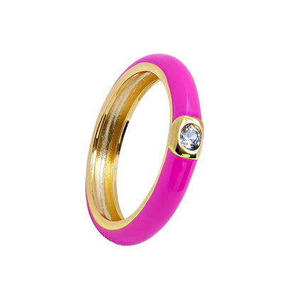 Cross-border Color Epoxy Enamel Temperament Plated 18k Ring Fashion Trend Copper Ring