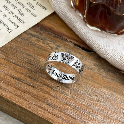 Cross-border Vintage Carved Butterfly Ring Creative Personality Single Ring Index Finger Ring Shine Knuckle Ring