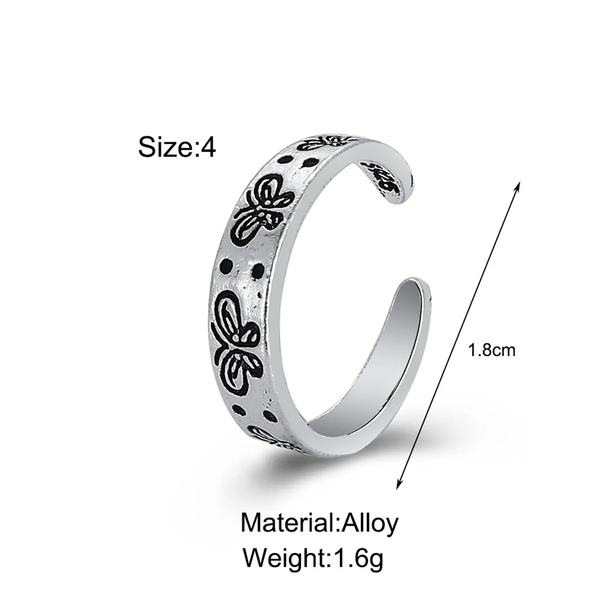 Cross-Border Distressed Retro Engraving Butterfly Ring Retro Niche Design Personality Ring