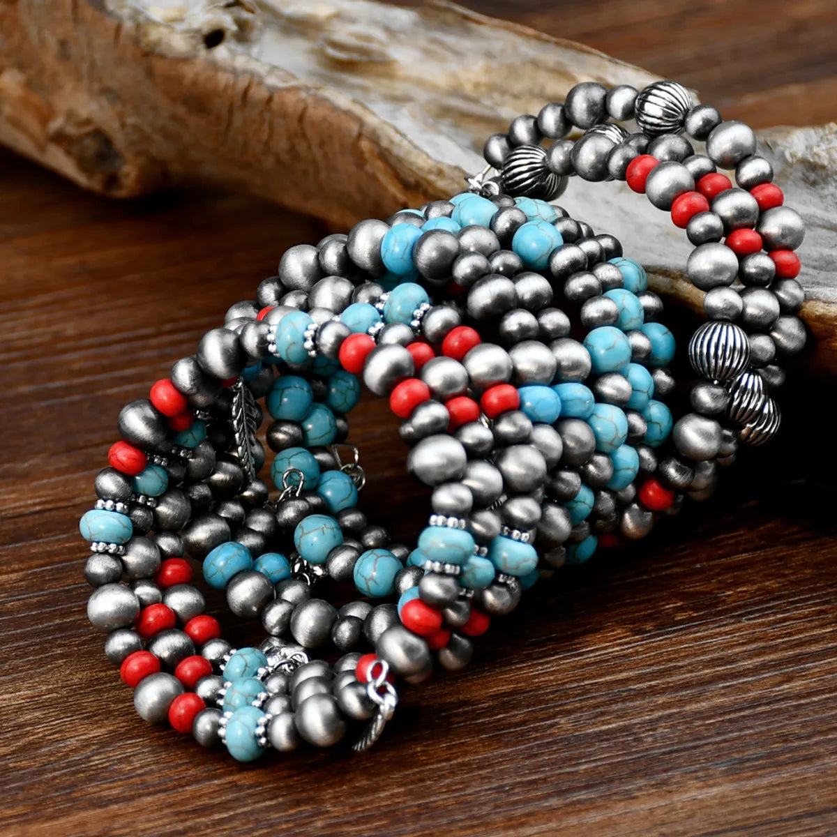 Ethnic Style Round Turquoise Beaded Bracelets