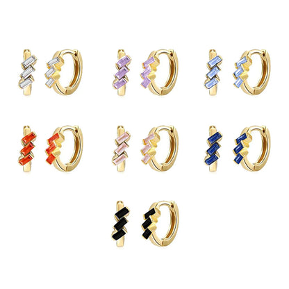 Cross-border European And American Fashion Geometric Multicolor Rectangular Zircon Copper Ear Clip