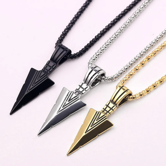 Cross-border European And American Personalized Triangle Spearhead Men's Necklace Retro Arrow Necklace Pendant Accessories