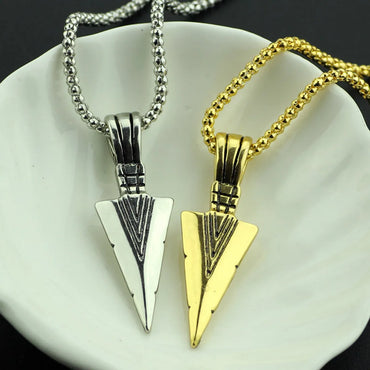 Cross-border European And American Personalized Triangle Spearhead Men's Necklace Retro Arrow Necklace Pendant Accessories