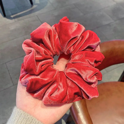 Cross-Border South Korea Dongdaemun Autumn And Winter European And American Style Flannel Large Intestine Hair Ring Golden Velvet Cloth Top Cuft Hair Accessories First-Hand Supply