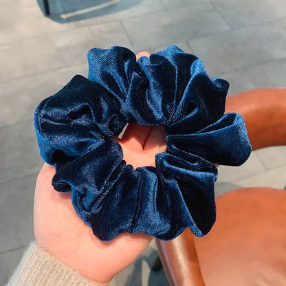 Cross-Border South Korea Dongdaemun Autumn And Winter European And American Style Flannel Large Intestine Hair Ring Golden Velvet Cloth Top Cuft Hair Accessories First-Hand Supply