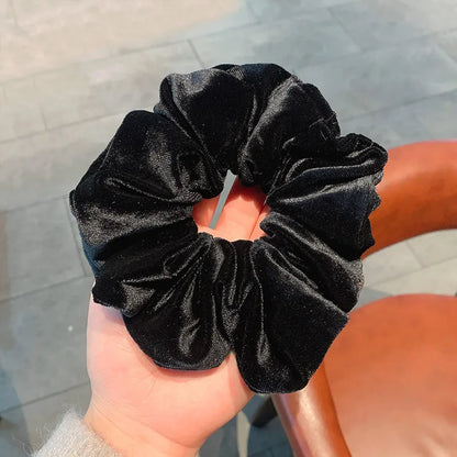 Cross-Border South Korea Dongdaemun Autumn And Winter European And American Style Flannel Large Intestine Hair Ring Golden Velvet Cloth Top Cuft Hair Accessories First-Hand Supply