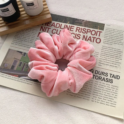 Cross-Border South Korea Dongdaemun Autumn And Winter European And American Style Flannel Large Intestine Hair Ring Golden Velvet Cloth Top Cuft Hair Accessories First-Hand Supply