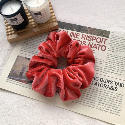 Cross-Border South Korea Dongdaemun Autumn And Winter European And American Style Flannel Large Intestine Hair Ring Golden Velvet Cloth Top Cuft Hair Accessories First-Hand Supply