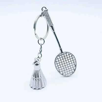 Explosions Metal Badminton Racket Key Chain Pendant Simulation Mini Badminton Key Chain Wholesale Direct Sales