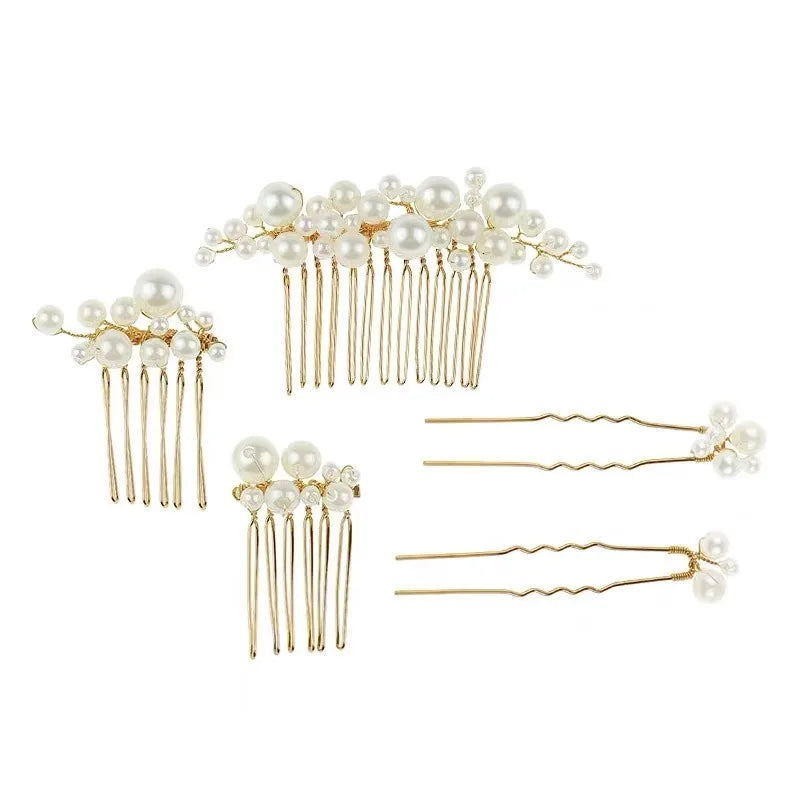 Fashion Handmade Bride Diy Headdress  Wedding Pearl Hair Comb   Popular Wedding Accessories