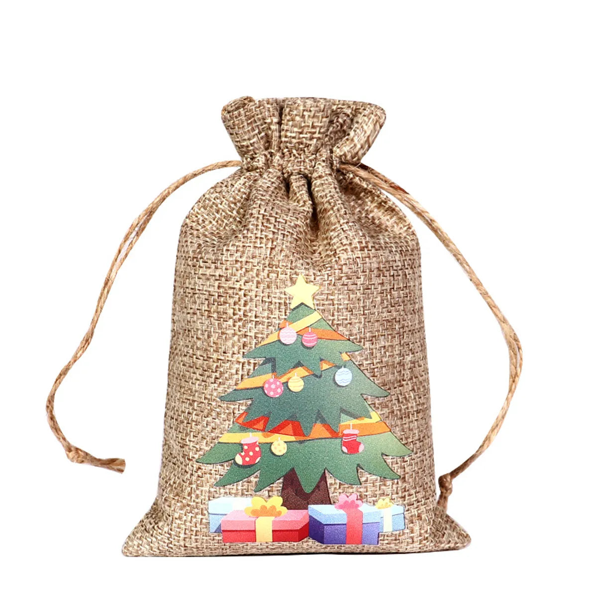 For Christmas Linen Bags Christmas Candy Gifts Drawstring Linen Bags Spot Linen Bag Wholesale