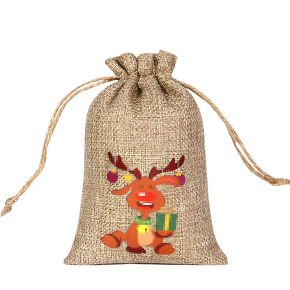 For Christmas Linen Bags Christmas Candy Gifts Drawstring Linen Bags Spot Linen Bag Wholesale