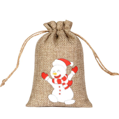 For Christmas Linen Bags Christmas Candy Gifts Drawstring Linen Bags Spot Linen Bag Wholesale