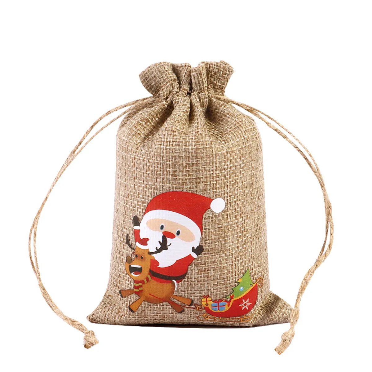 For Christmas Linen Bags Christmas Candy Gifts Drawstring Linen Bags Spot Linen Bag Wholesale