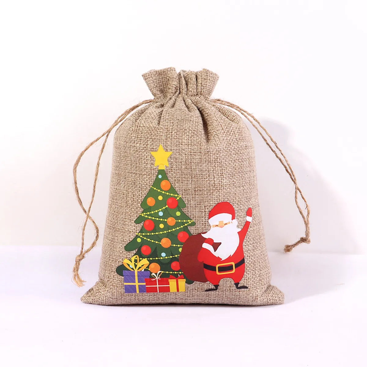 For Christmas Linen Bags Christmas Candy Gifts Drawstring Linen Bags Spot Linen Bag Wholesale