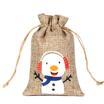 For Christmas Linen Bags Christmas Candy Gifts Drawstring Linen Bags Spot Linen Bag Wholesale