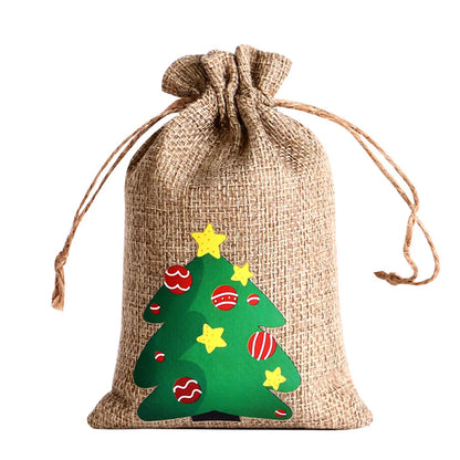 For Christmas Linen Bags Christmas Candy Gifts Drawstring Linen Bags Spot Linen Bag Wholesale