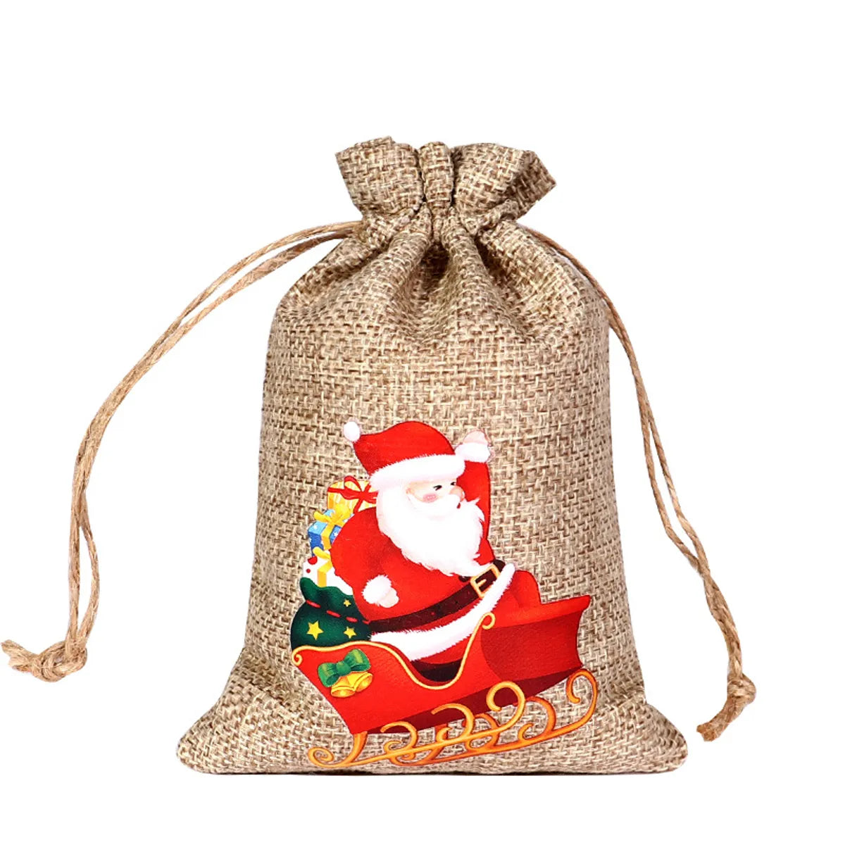 For Christmas Linen Bags Christmas Candy Gifts Drawstring Linen Bags Spot Linen Bag Wholesale