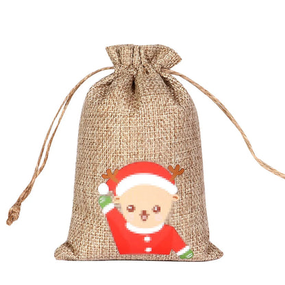 For Christmas Linen Bags Christmas Candy Gifts Drawstring Linen Bags Spot Linen Bag Wholesale