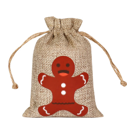 For Christmas Linen Bags Christmas Candy Gifts Drawstring Linen Bags Spot Linen Bag Wholesale