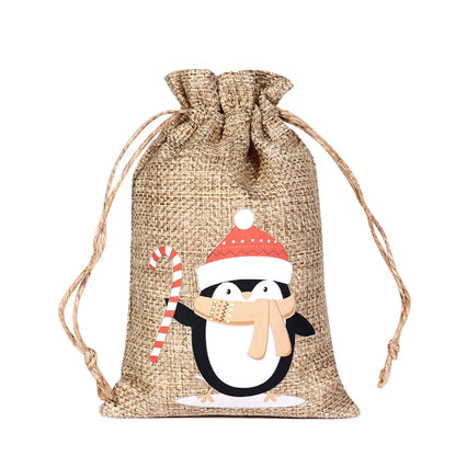 For Christmas Linen Bags Christmas Candy Gifts Drawstring Linen Bags Spot Linen Bag Wholesale