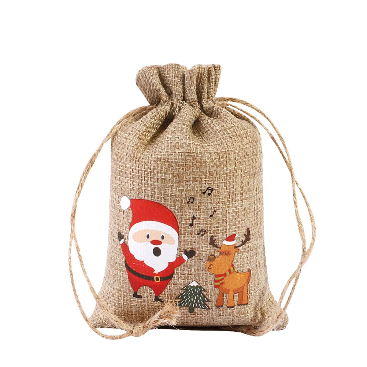 For Christmas Linen Bags Christmas Candy Gifts Drawstring Linen Bags Spot Linen Bag Wholesale