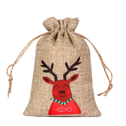 For Christmas Linen Bags Christmas Candy Gifts Drawstring Linen Bags Spot Linen Bag Wholesale