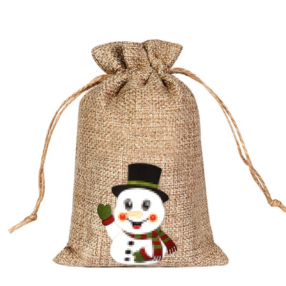 For Christmas Linen Bags Christmas Candy Gifts Drawstring Linen Bags Spot Linen Bag Wholesale