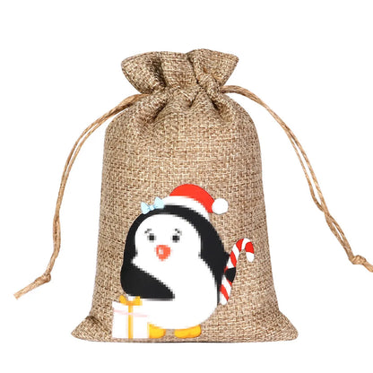 For Christmas Linen Bags Christmas Candy Gifts Drawstring Linen Bags Spot Linen Bag Wholesale