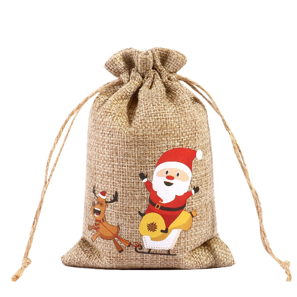 For Christmas Linen Bags Christmas Candy Gifts Drawstring Linen Bags Spot Linen Bag Wholesale