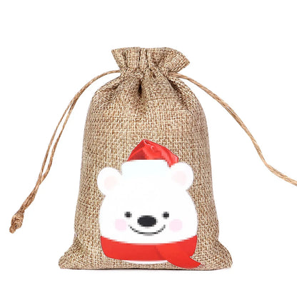 For Christmas Linen Bags Christmas Candy Gifts Drawstring Linen Bags Spot Linen Bag Wholesale