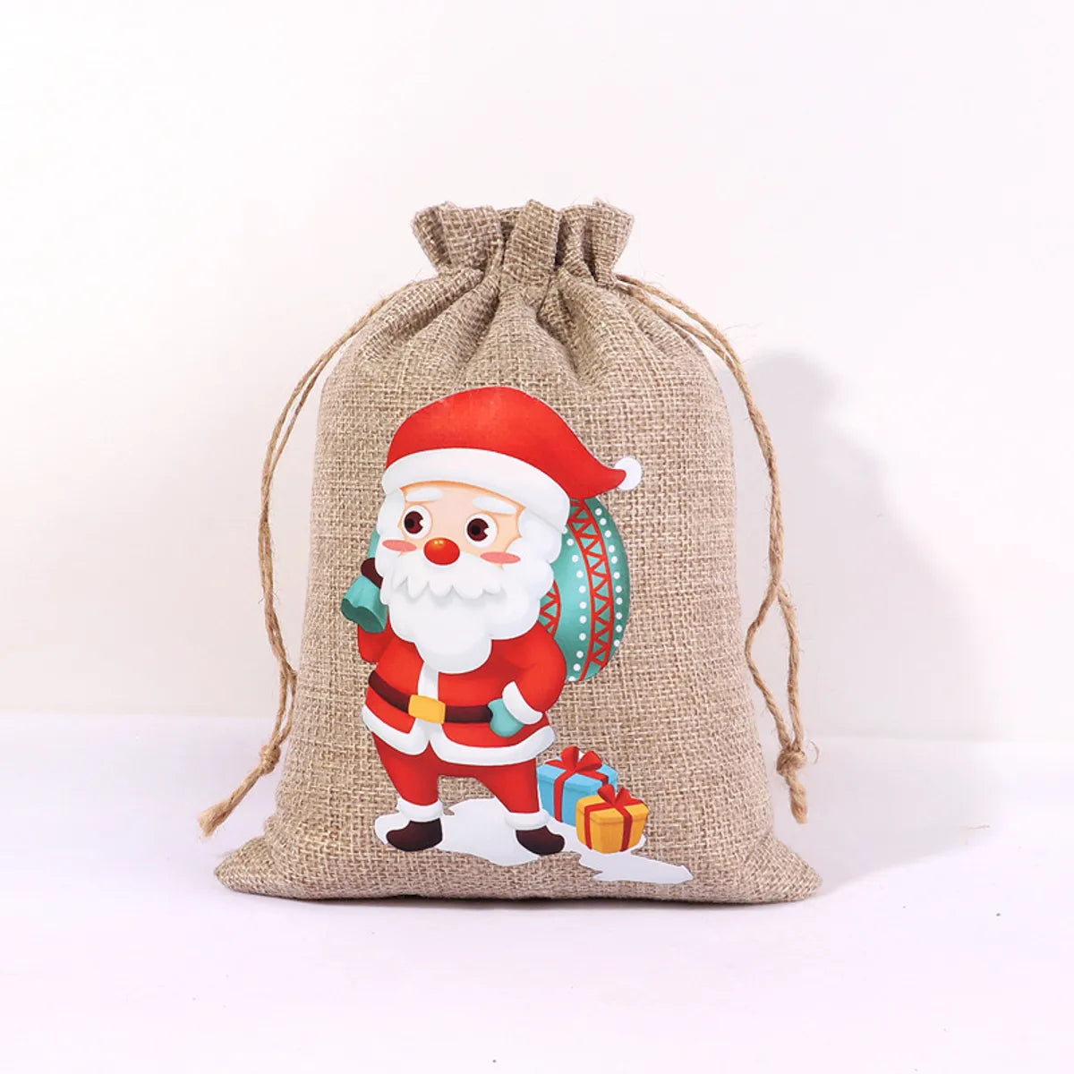 For Christmas Linen Bags Christmas Candy Gifts Drawstring Linen Bags Spot Linen Bag Wholesale